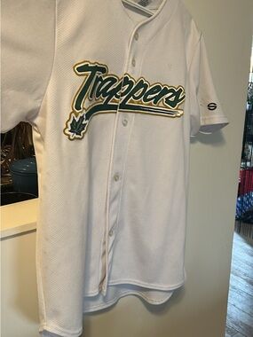 Vintage White Edmonton Trappers Baseball Jersey